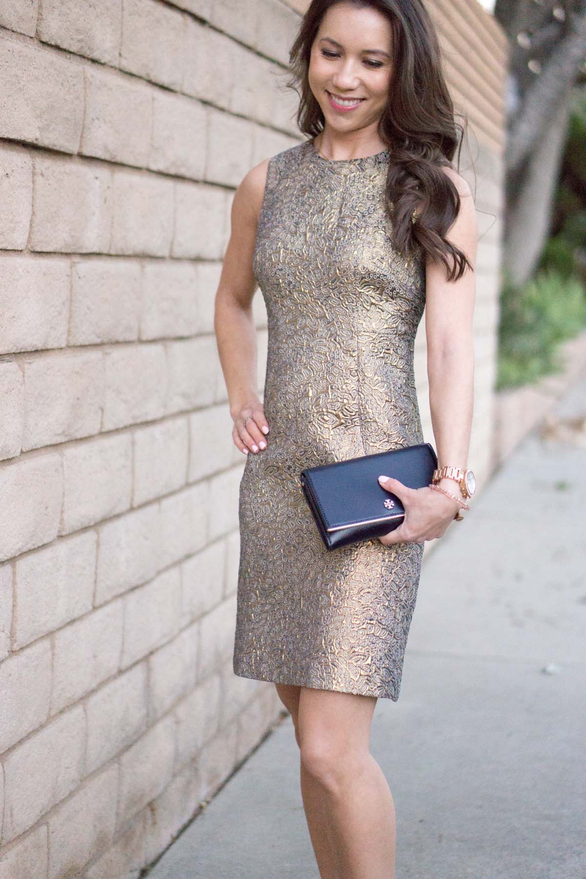 white and gold holiday dress