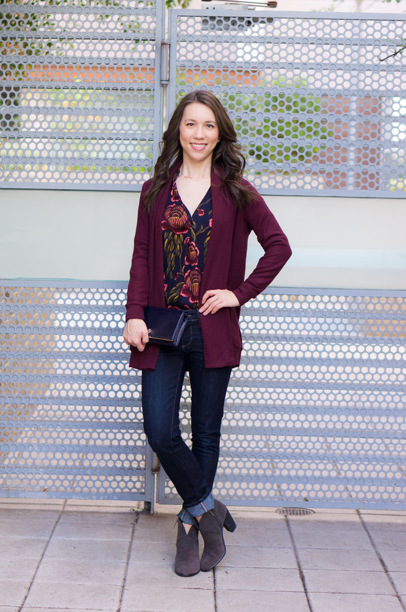 outfits to wear with a maroon cardigan